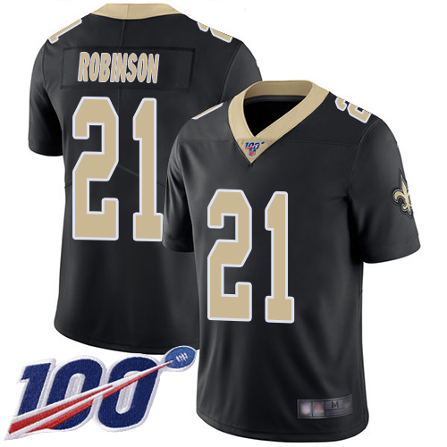 Men New Orleans Saints Limited Black Patrick Robinson Home Jersey NFL Football #21 100th Season Vapor Untouchable Jersey->new orleans saints->NFL Jersey